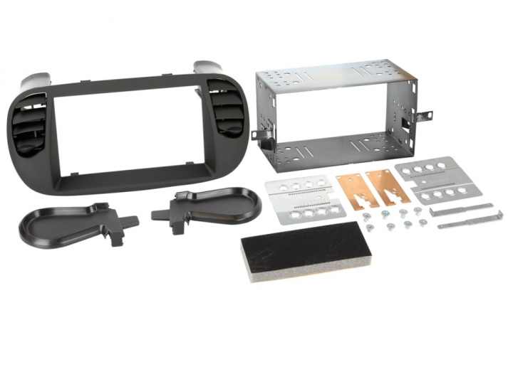 Monteringsram 2-DIN Fiat 500, matt svart i gruppen Modellanpassat / Fiat / 500 hos CD Bilradio (700381094333)