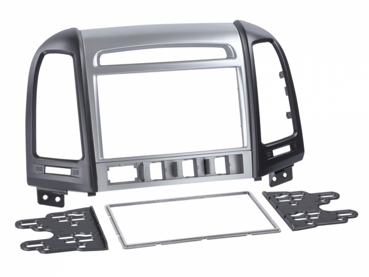 Monteringsram 2-din Hyundai Santa Fe 2006-> silver/svart i gruppen Modellanpassat / Hyundai / Santa Fe / Santa Fe 2006-2012 hos CD Bilradio (700381143431)