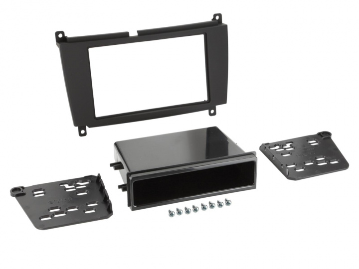 Monteringsram 2-DIN med prylfack, Mercedes CLK W209 i gruppen Modellanpassat / Mercedes / CLK / 2003-2010 (W209/C209) hos CD Bilradio (70038119047)