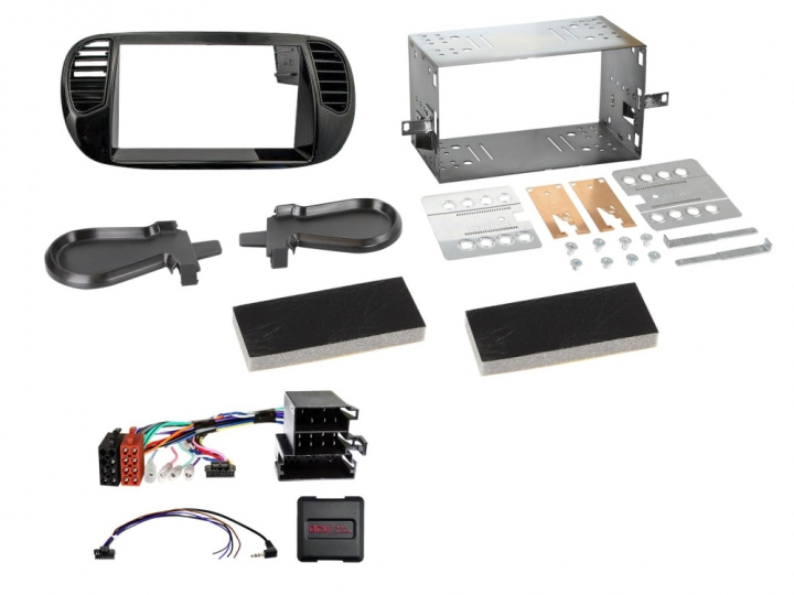 ACV Monteringsram 2-DIN Fiat 500, matt svart i gruppen Modellanpassat / Fiat / 500 hos CD Bilradio (700621094232)