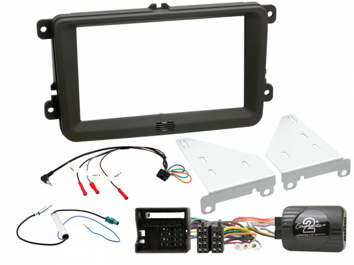 Installationskit 2-DIN till VW / Seat / Skoda, Svart i gruppen Modellanpassat / Skoda / Praktik / 2007-2015 hos CD Bilradio (701CTKVW18)