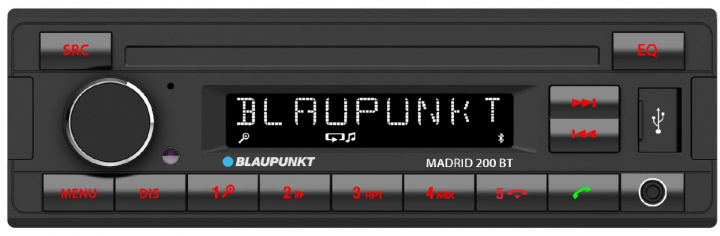 Blaupunkt Madrid 200 BT, retro bilstereo med Bluetooth i gruppen Bilstereo / Bilstereo enkeldin hos CD Bilradio (872MADRID200BT)