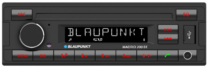 Blaupunkt Madrid 200 BT, retro bilstereo med Bluetooth i gruppen Bilstereo / Bilstereo enkeldin hos CD Bilradio (873MADRID200BT)