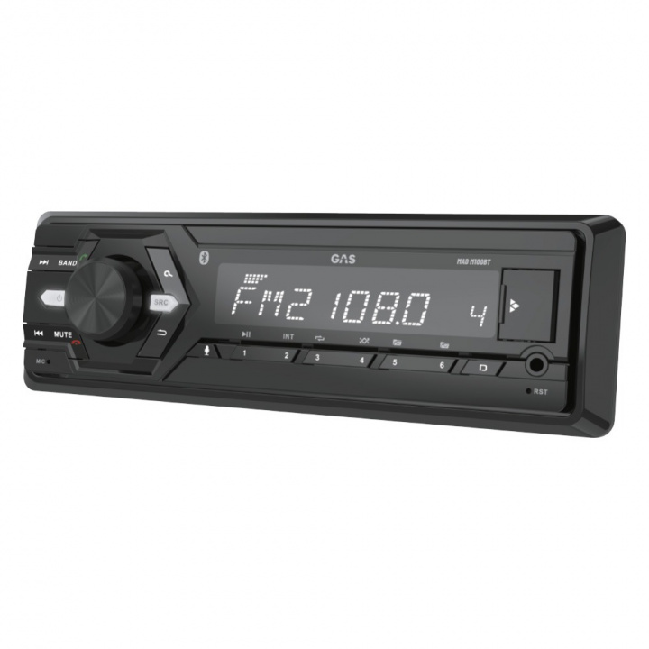 GAS MAD M100-BT, bilstereo med Bluetooth, AUX, USB och 2 par lågnivå i gruppen Bilstereo / Bilstereo enkeldin hos CD Bilradio (900MADM100BT)