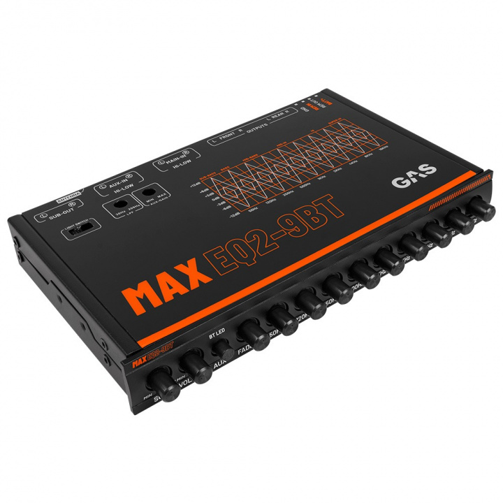 GAS MAX EQ2-9, 9-bands analog equalizer med Bluetooth i gruppen Tillbehör / Hög till lågnivå omvandlare hos CD Bilradio (900MAXEQ29BT)