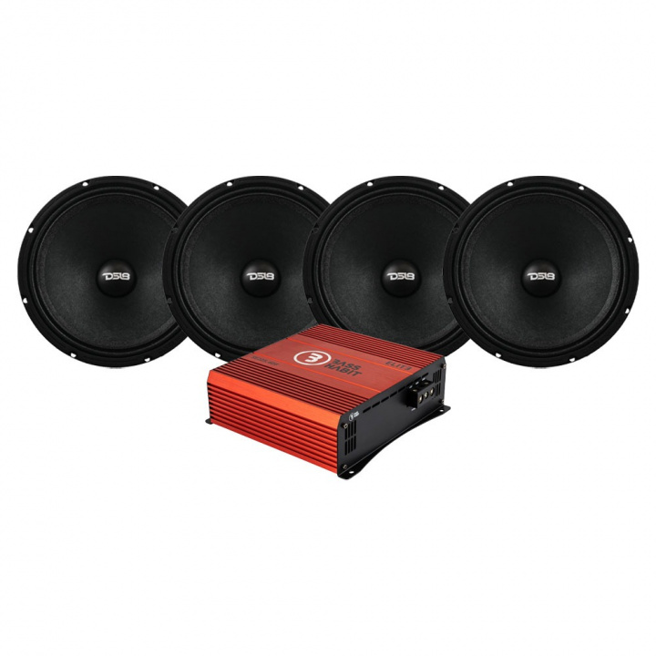 4-pack DS18 8PRO400MR-4 & Bass Habit SE225.4DF, SPL-paket i gruppen Paketerbjudanden / SPL Högtalarpaket med slutsteg hos CD Bilradio (SET8PRO400MR4PKT1)