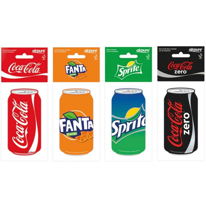 4-pack doftgranar med doft av Coca-Cola, Sprite, Fanta & Coca-Cola Zero i gruppen Kampanjer / Påsk-kampanj hos CD Bilradio (SETAIRX4)