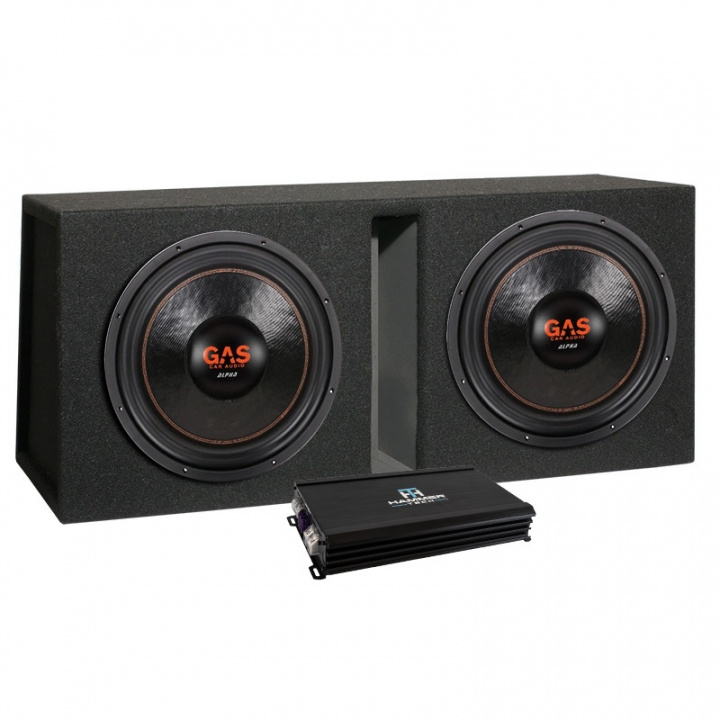GAS ALPHA 12D2 2x12tum i GV-låda & Hammer Tech Omni Class OCA 1000.1D, baslåda med slutsteg i gruppen Paketerbjudanden / Baspaket hos CD Bilradio (SETALPH12D2PKT7)