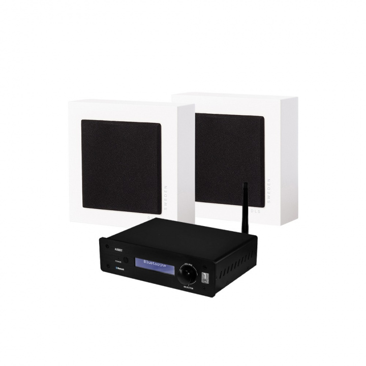 System One A50BT & 2-pack DLS Flatbox Slim Mini, stereopaket i gruppen Hemmaljud / Stereopaket hos CD Bilradio (SETFBMINIPKT6)