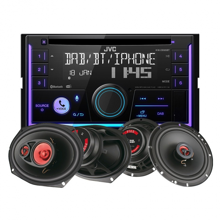 JVC KW-DB95BT & 2par Bass Habit Play-högtalare, bilstereopaket i gruppen Paketerbjudanden / Bilstereopaket med högtalare hos CD Bilradio (SETKWDB95BTPLAY)