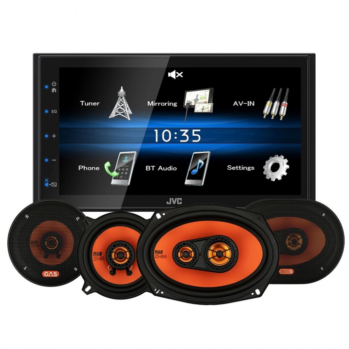 JVC KW-M25BT & 2par MAD X1-högtalare, bilstereopaket i gruppen Paketerbjudanden / Bilstereopaket med högtalare hos CD Bilradio (SETKWM25BTX1)