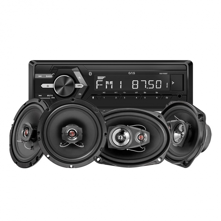 GAS MAD M100-BT bilstereopaket med 2par Bass Habit Rebel-högtalare i gruppen Paketerbjudanden / Bilstereopaket med högtalare hos CD Bilradio (SETMADM100BTPKT7)