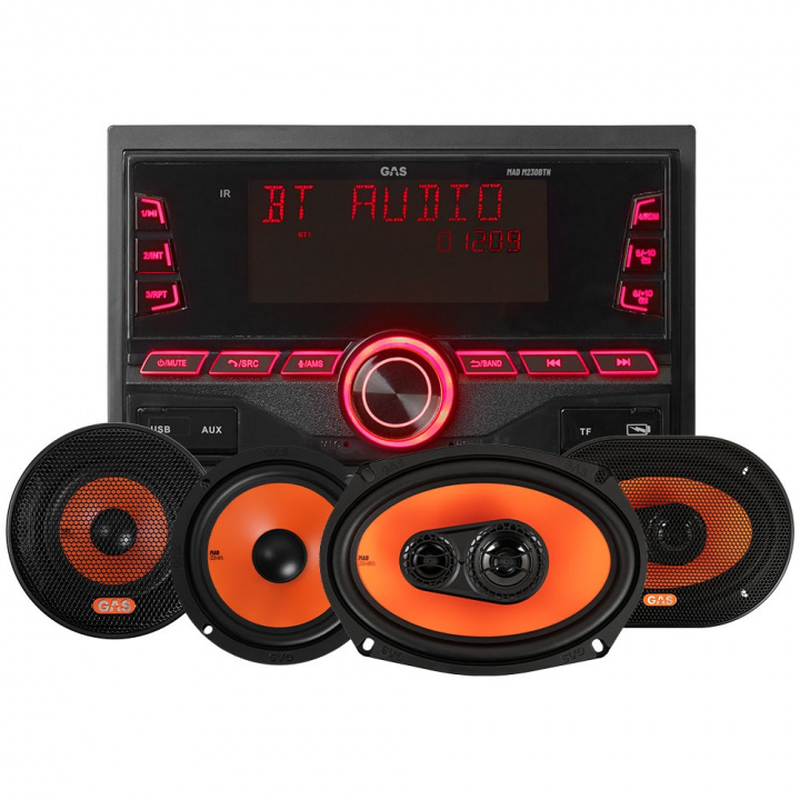 GAS MAD M230-BTN med MAD K2/X2-högtalare, bilstereopaket i gruppen Paketerbjudanden / Bilstereopaket med högtalare hos CD Bilradio (SETMADM230BTNPKT1)