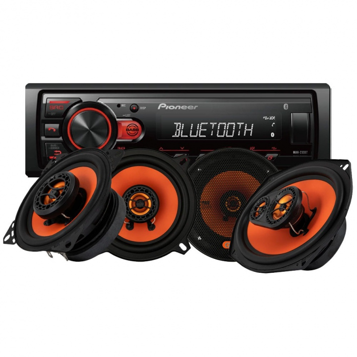 Pioneer MVH-230BT & 2par GAS MAD X1-högtalare, bilstereopaket i gruppen Kampanjer / Black Friday! hos CD Bilradio (SETMVH230BTX1)