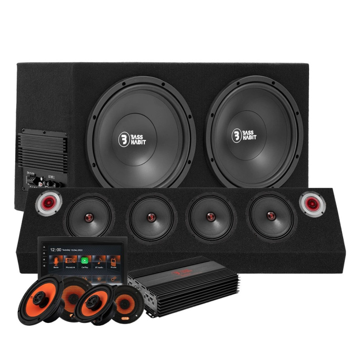 GAS MAX MV240-BT helhetspaket med baslåda och raggarplanka i gruppen Paketerbjudanden / Raggarpaket hos CD Bilradio (SETPL212APKT4)