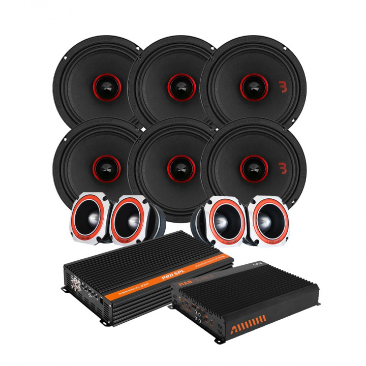 6-pack Bass Habit SE2200M med 4-pack SE45T SPL-paket med steg, large i gruppen Paketerbjudanden / SPL Högtalarpaket med slutsteg hos CD Bilradio (SETSE2200MPKT3)