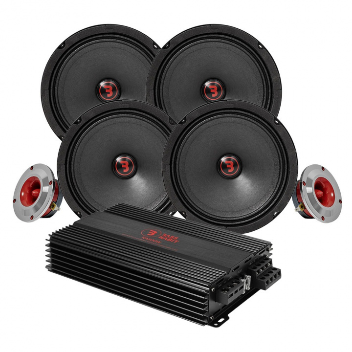 Bass Habit Rebel SR165M med SR25T & RA800W, SPL-paket medium i gruppen Paketerbjudanden / SPL Högtalarpaket med slutsteg hos CD Bilradio (SETSR165PKT4)