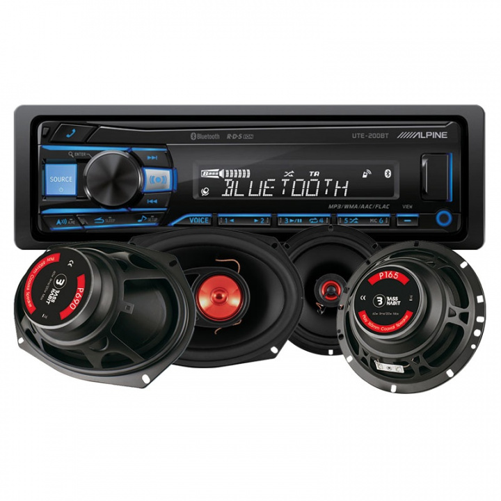 Alpine UTE-201BT & 2par Bass Habit Play-högtalare, bilstereopaket i gruppen Paketerbjudanden / Bilstereopaket med högtalare hos CD Bilradio (SETUTE201BTBHPLAY)