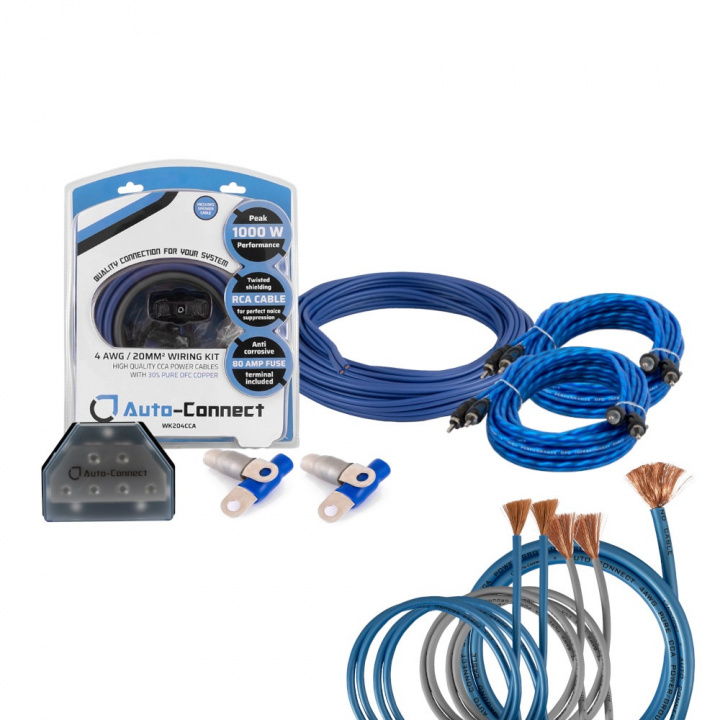 Auto-Connect kabelkit för 3 slutsteg, 20mm² mono & 2st 10mm² 2-kanal i gruppen Kablar / Kabelkit hos CD Bilradio (SETWK204PKT3)